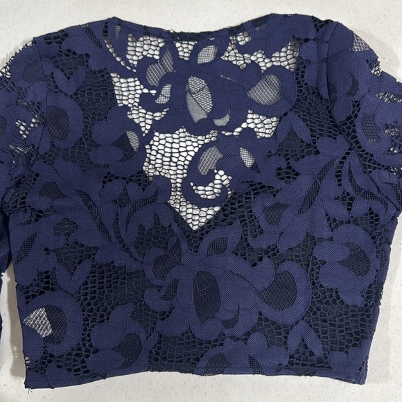Runaway the Label Crop Lace Long sleeve top Side Zip Sheer XSmall EUC - Picture 3 of 8